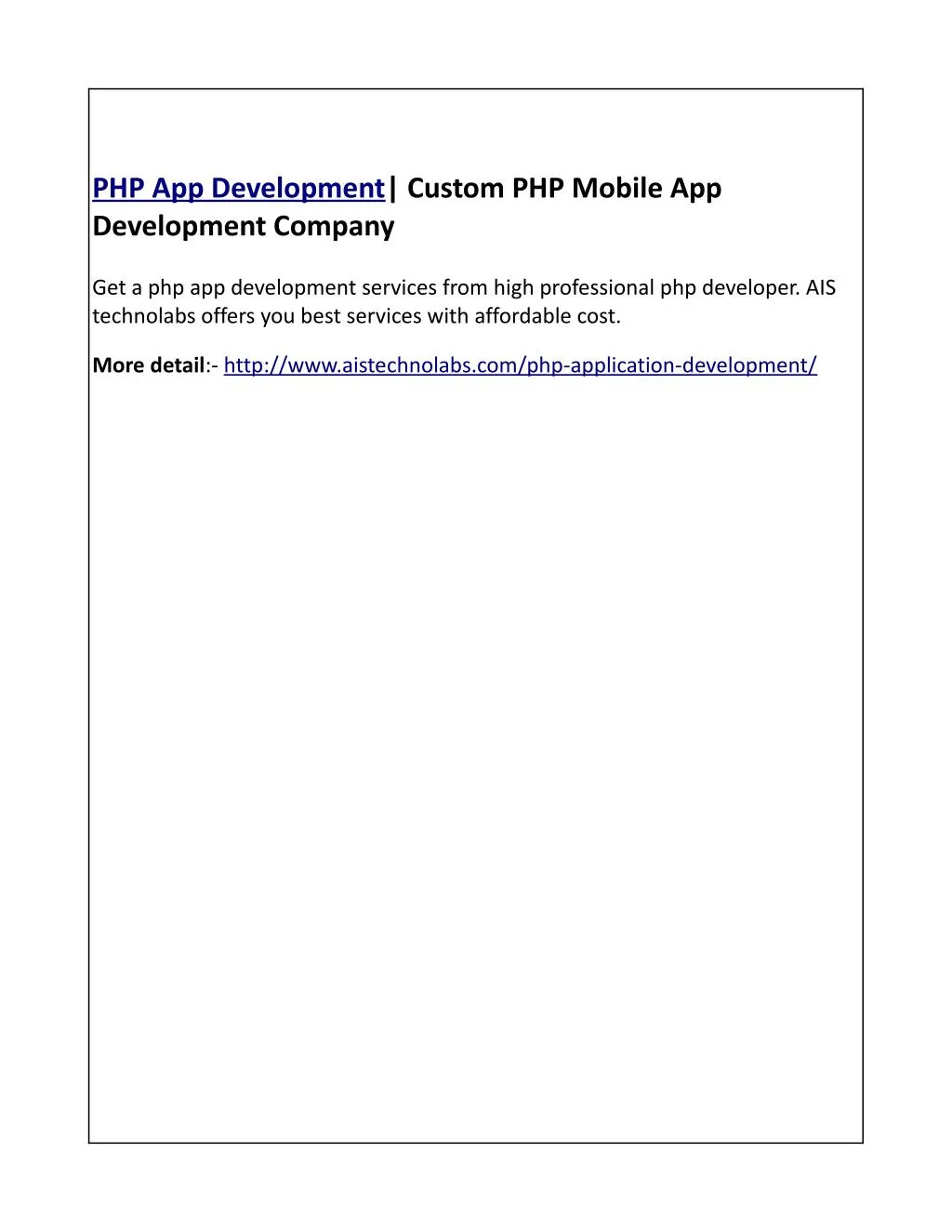 php app development custom php mobile