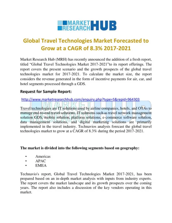 Global Travel Technologies Market Forecasted to Grow at a CAGR of 8.3%