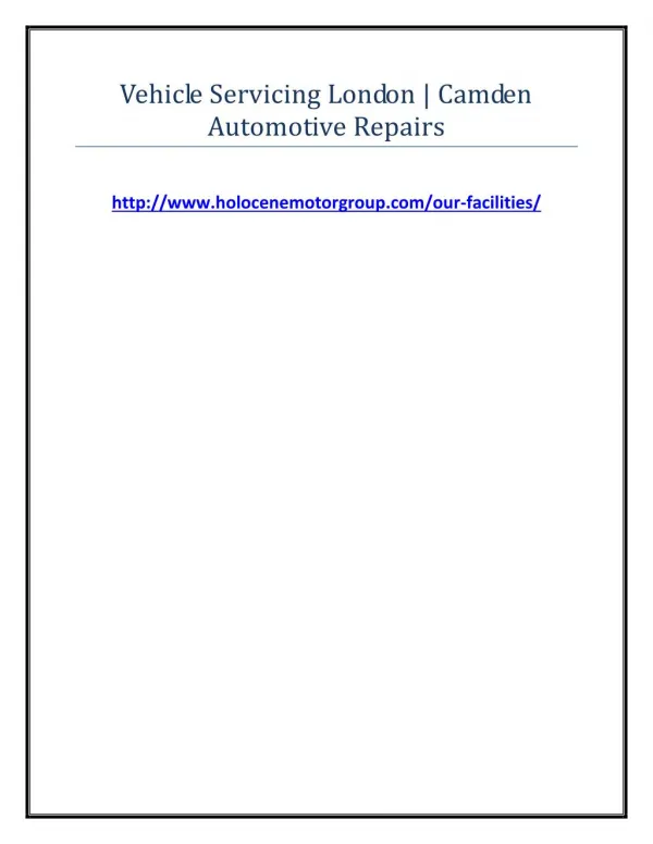 Vehicle Servicing London - Camden Automotive Repairs