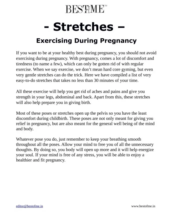 Stretches – Exercising During Pregnancy