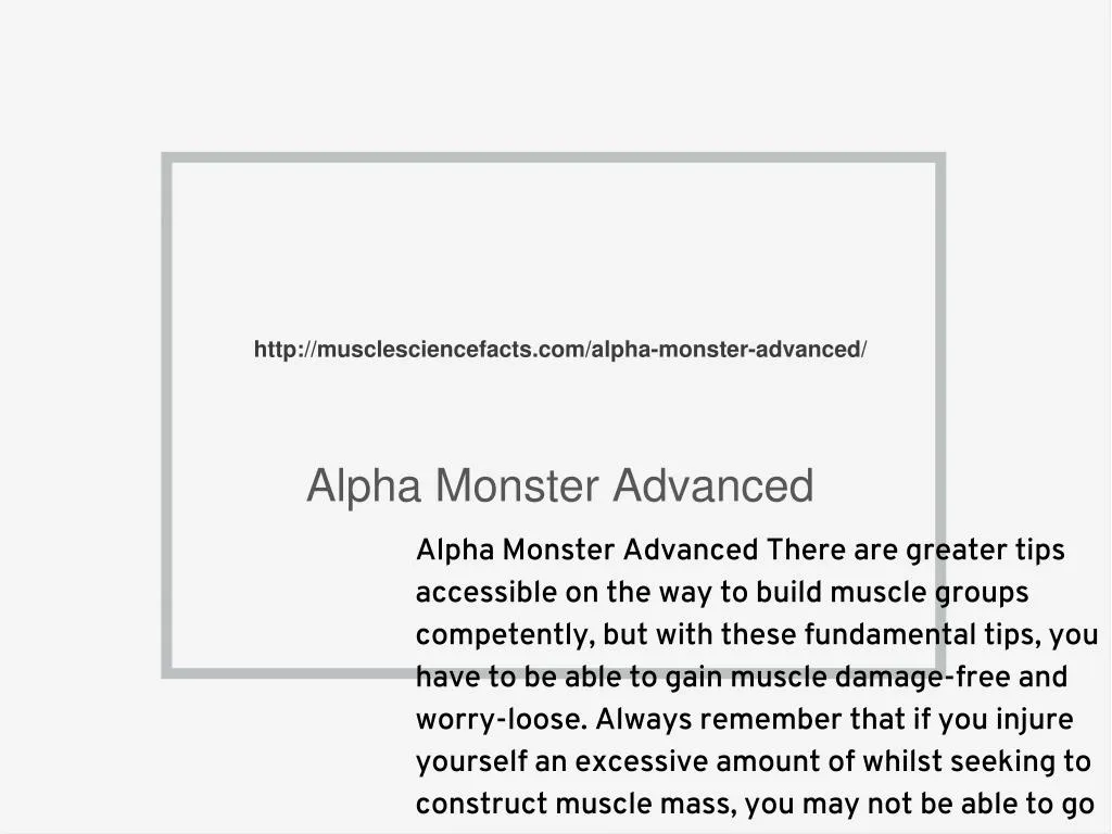 http musclesciencefacts com alpha monster advanced
