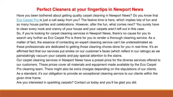 Perfect Cleaners at your fingertips in Newport News