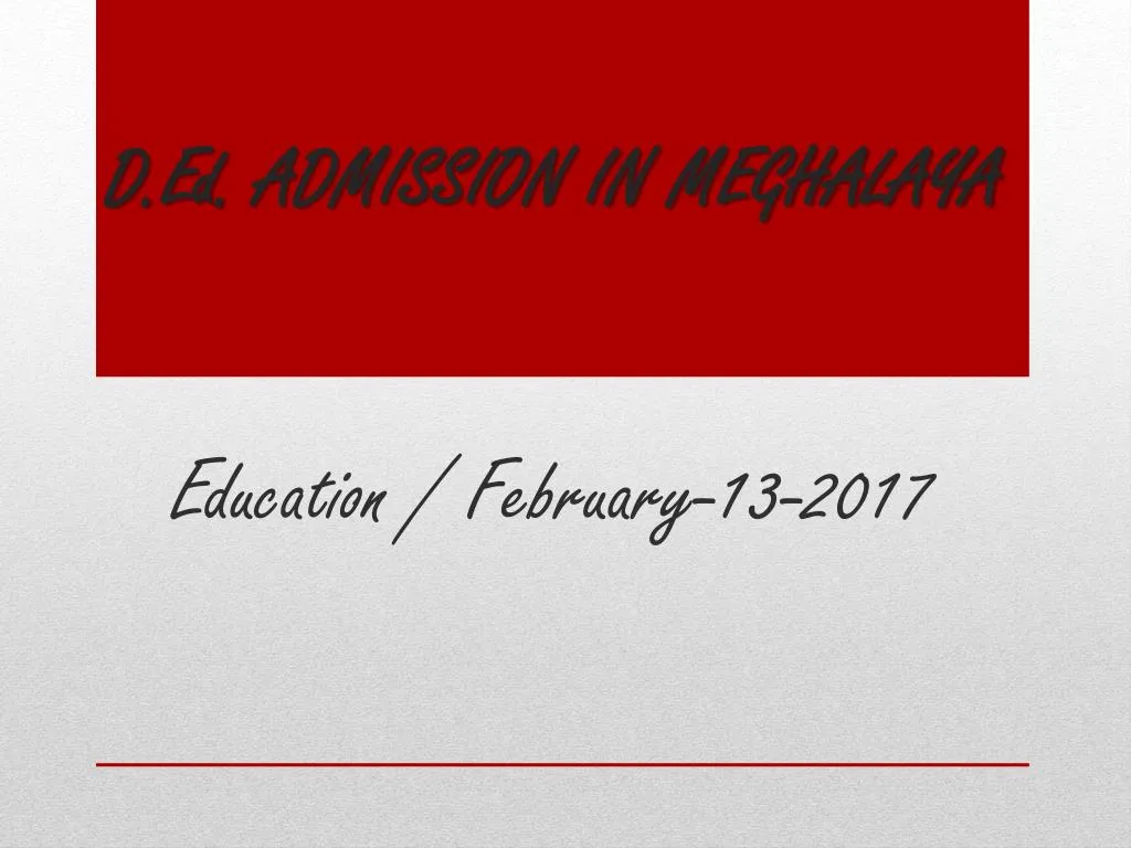 d ed admission in meghalaya