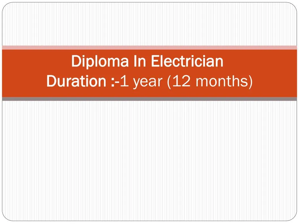 diploma in electrician duration 1 year 12 months