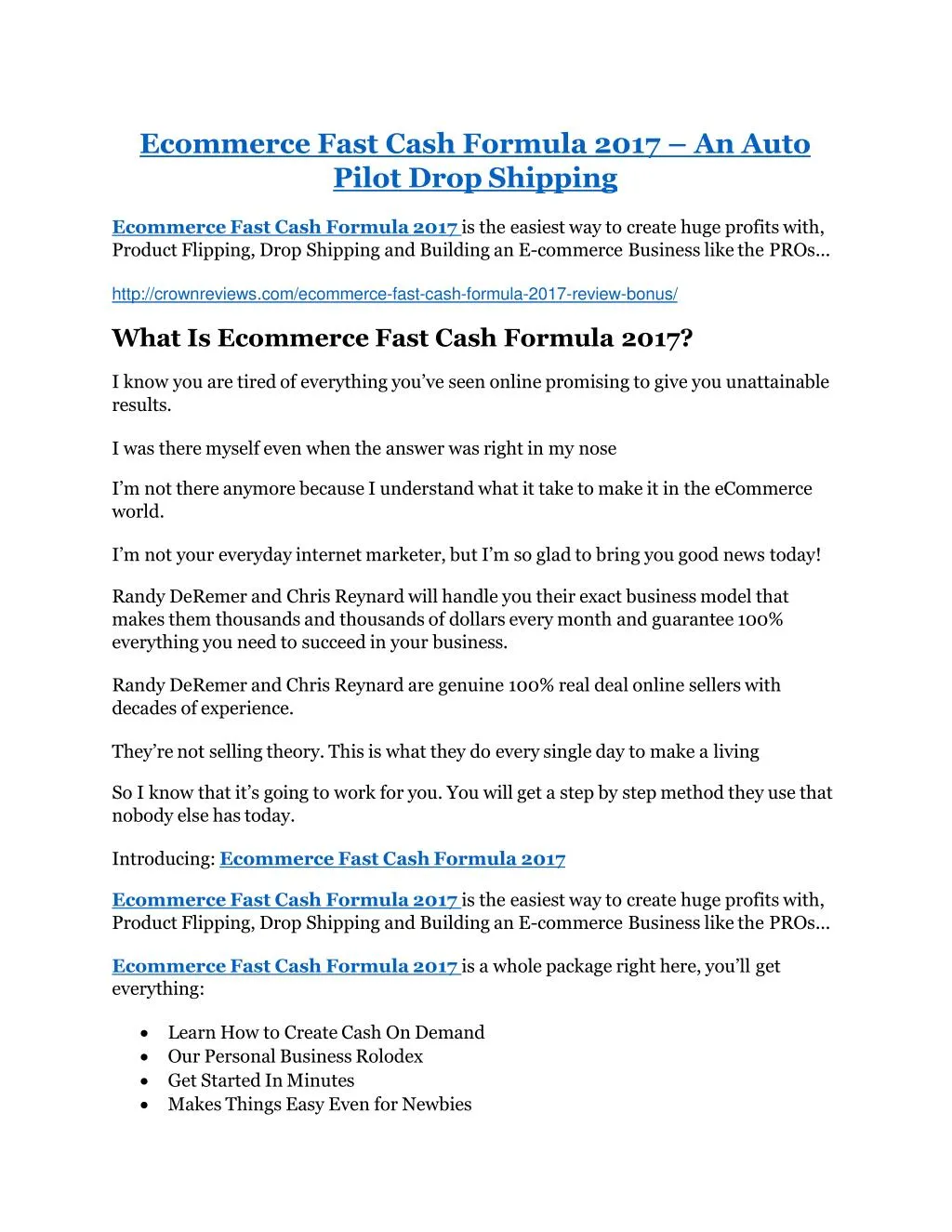 ecommerce fast cash formula 2017 an auto pilot