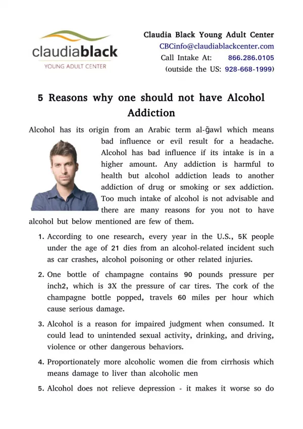 5 Reasons why one should not have Alcohol Addiction