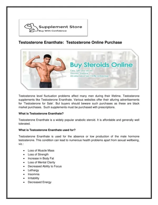 Testosterone Enanthate: Testosterone Online Purchase