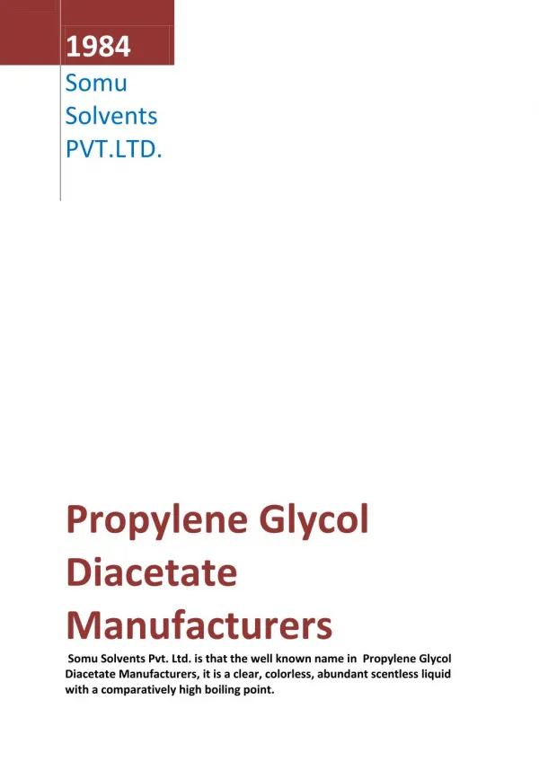 Propylene Glycol Diacetate Manufacturers