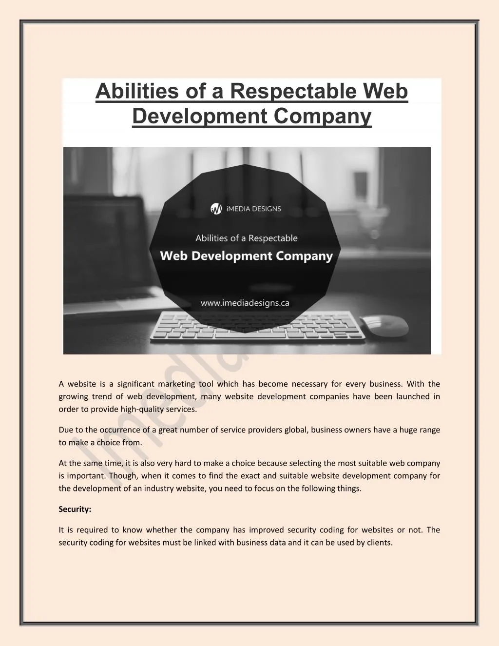 abilities of a respectable web development company