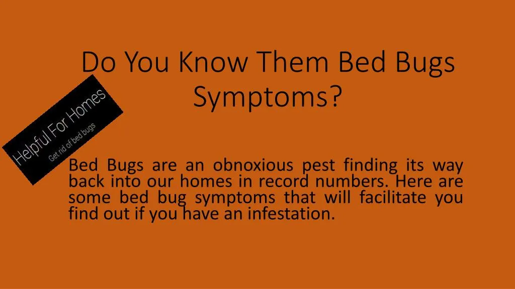 do you know them bed bugs symptoms