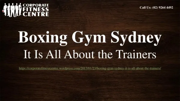 Boxing Gym Sydney - It Is All About the Trainers