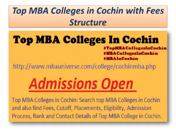Top MBA colleges in Cochin with Fees Structure