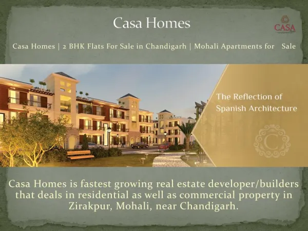 Casa Homes | 2 BHK Flats For Sale in Chandigarh | Mohali Apartments for Sale