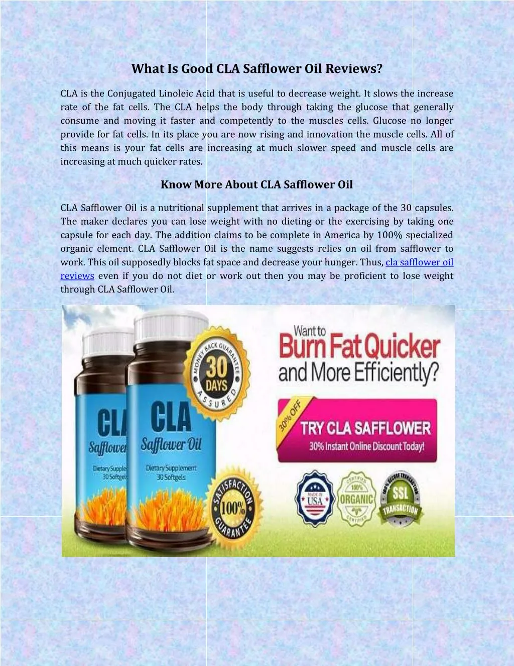 what is good cla safflower oil reviews