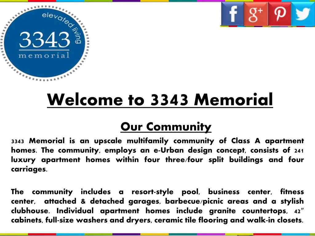 welcome to 3343 memorial