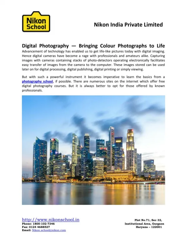 Digital Photography—Bringing Colour Photographs to Life