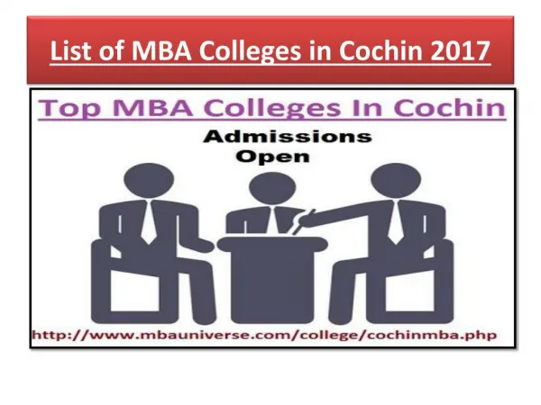 List of Top MBA Colleges in Cochin 2017