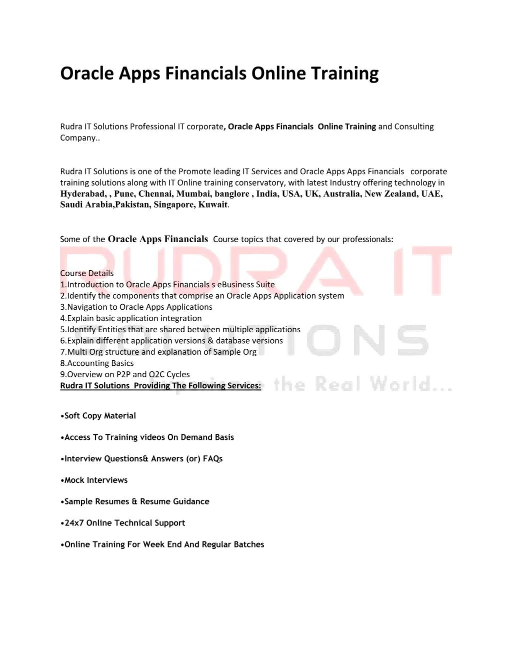 oracle apps financials online training