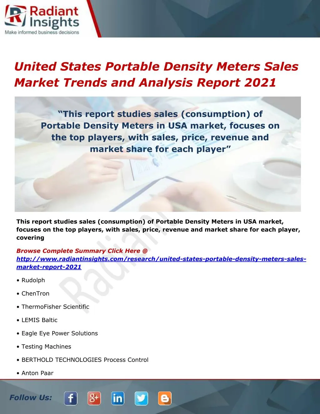 united states portable density meters sales