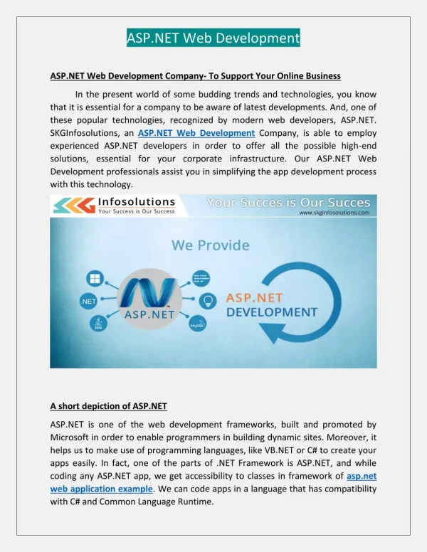 Asp.Net Web Development - SKGInfosolutions