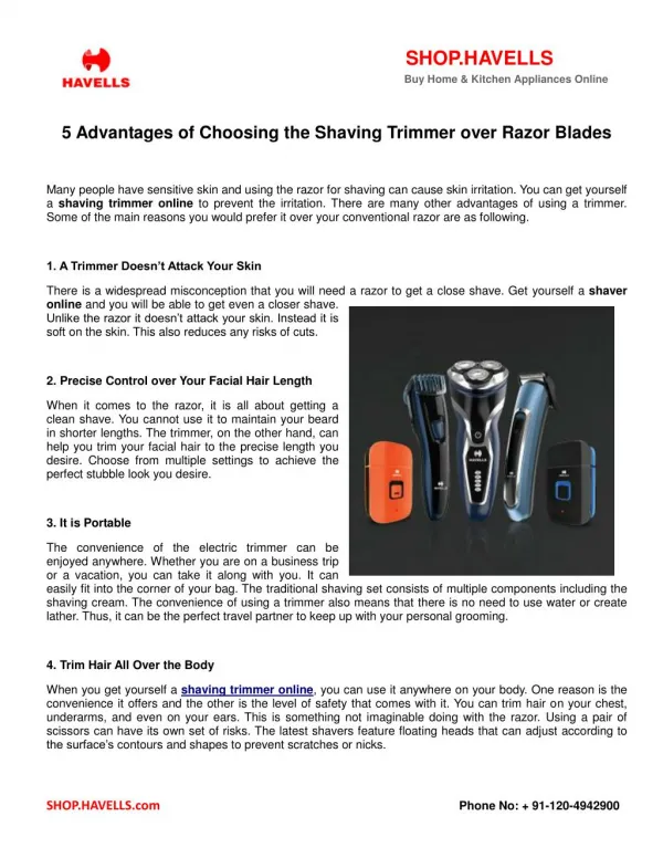 5 Advantages of Choosing the Shaving Trimmer over Razor Blades