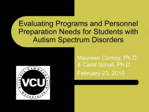 Evaluating Programs and Personnel Preparation Needs for Students with Autism Spectrum Disorders
