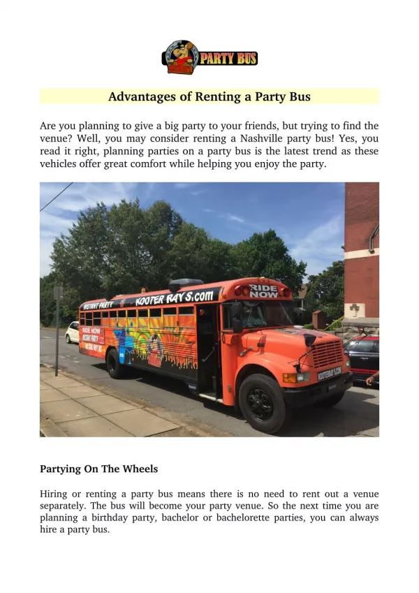Advantages of Renting a Party Bus