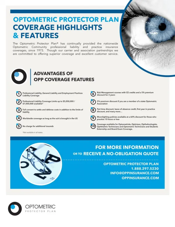 Optometrist professional liability coverage - Optometric Protector Plan