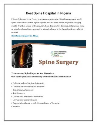 Best Spine Hospital in Nigeria