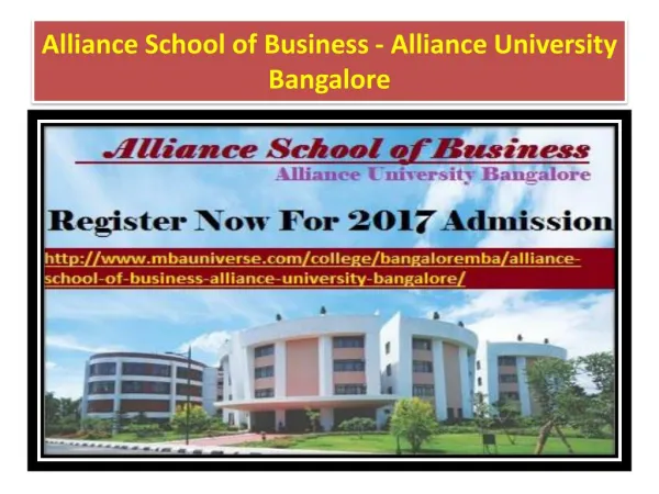 Alliance School of Business - Alliance University Bangalore
