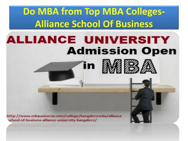 Do mba from Top MBA Colleges- Alliance School Of Business