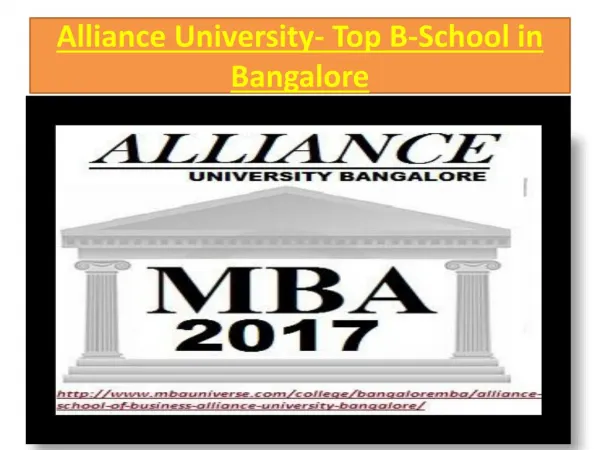 Alliance University- Top B-School in Bangalore