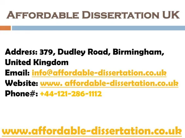 Affordable Dissertation UK - Get Best Dissertation Solutions