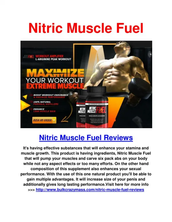 Nitric Muscle Fuel Body Building Supplement