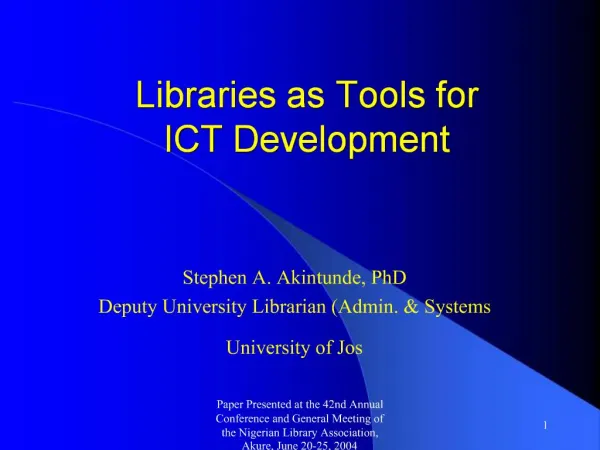 Libraries as Tools for ICT Development