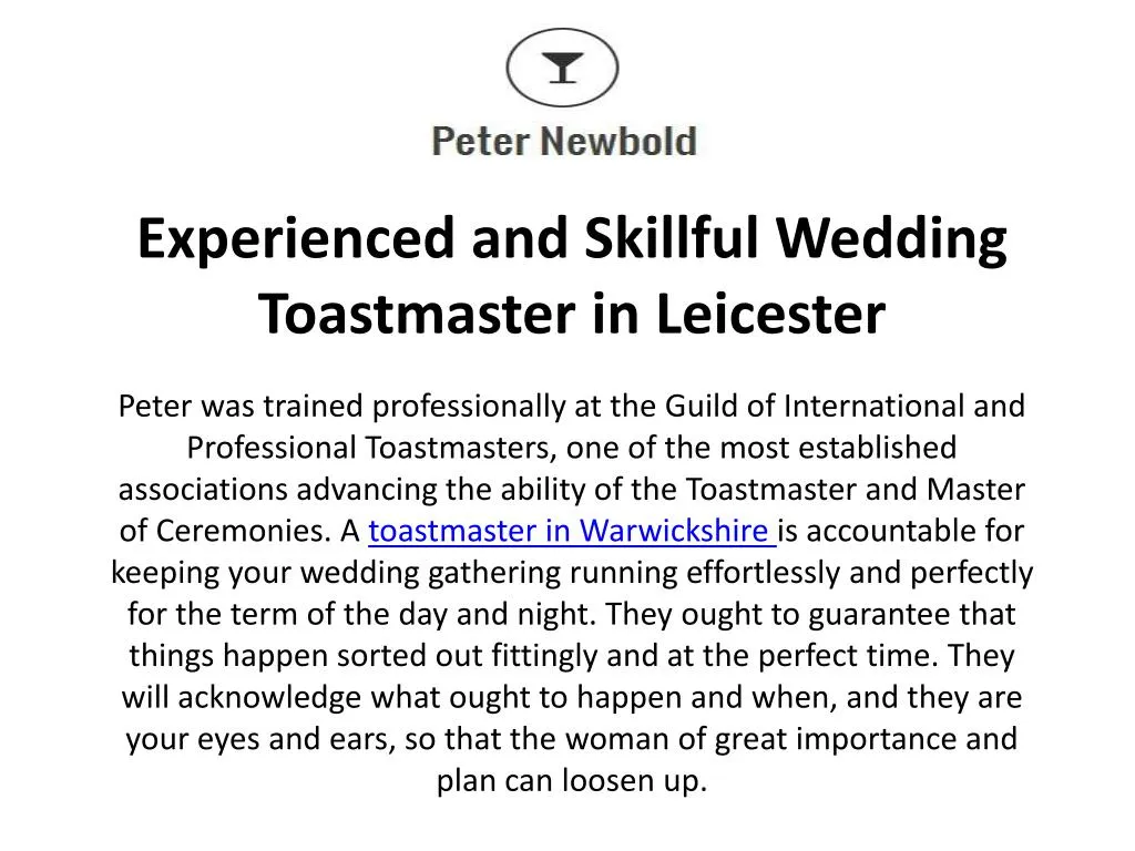experienced and skillful wedding toastmaster in l eicester