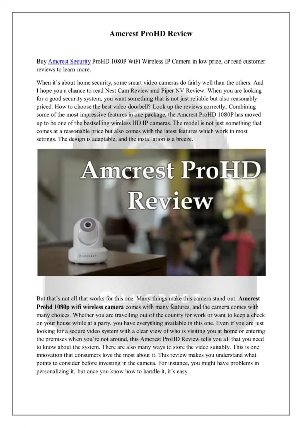 Amcrest ProHD Review