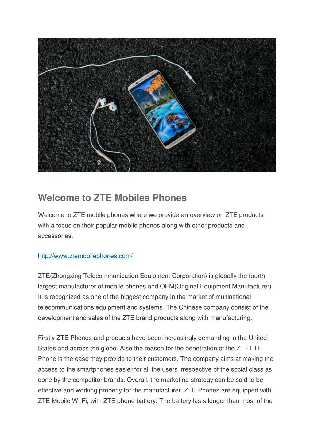 welcome to zte mobiles phones
