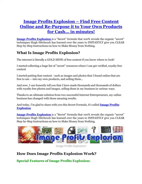 Image Profits Explosion Review-(GIANT) bonus & discount