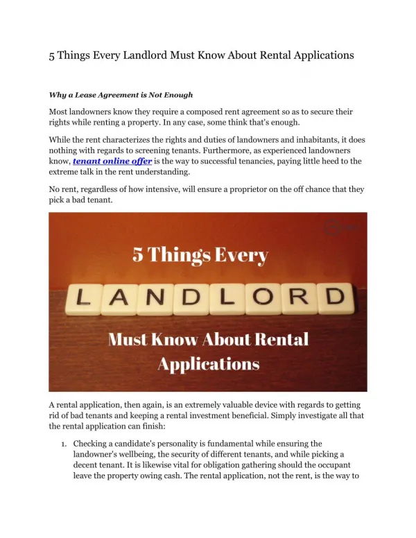 5 Things Every Landlord Must Know About Rental Applications