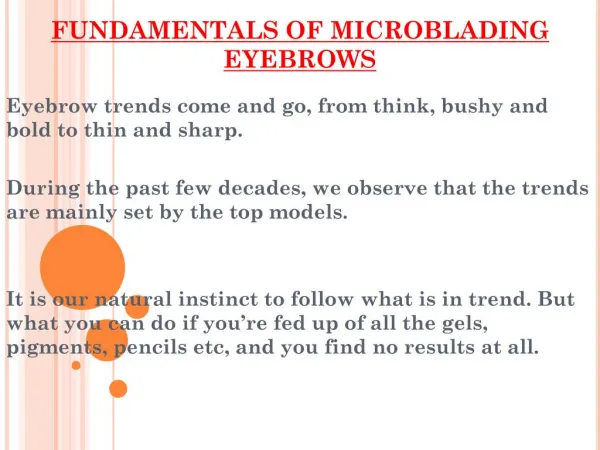 FUNDAMENTALS OF MICROBLADING EYEBROWS