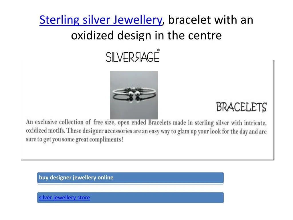 sterling silver jewellery bracelet with an oxidized design in the centre