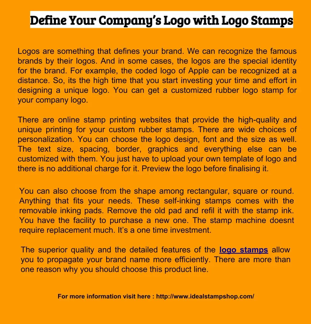 define your company s logo with logo stamps