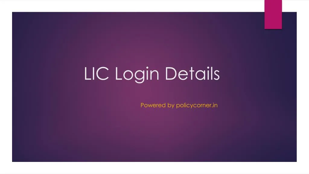 lic login details