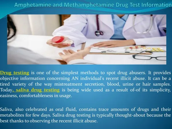 Amphetamine and Methamphetamine Drug Test Information