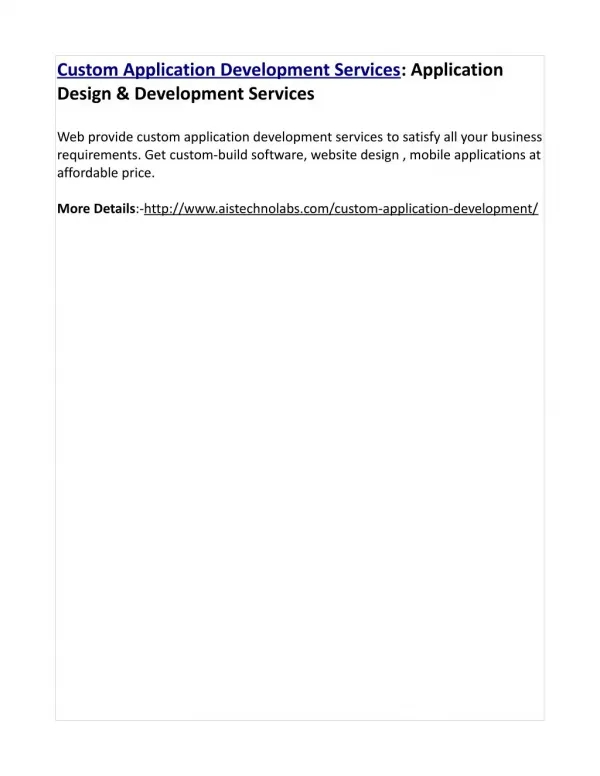 Custom Application Development Services: Application Design & Development Services