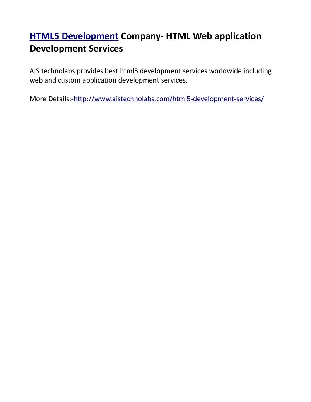 html5 development company html web application