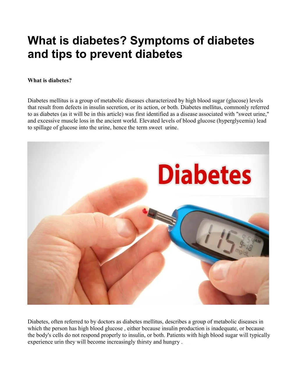 what is diabetes symptoms of diabetes and tips