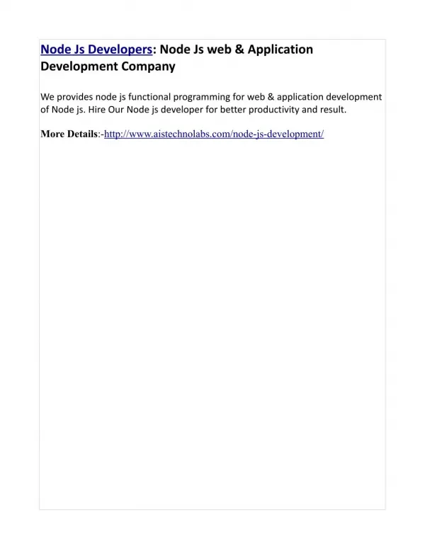 Node Js Developers: Node Js web & Application Development Company