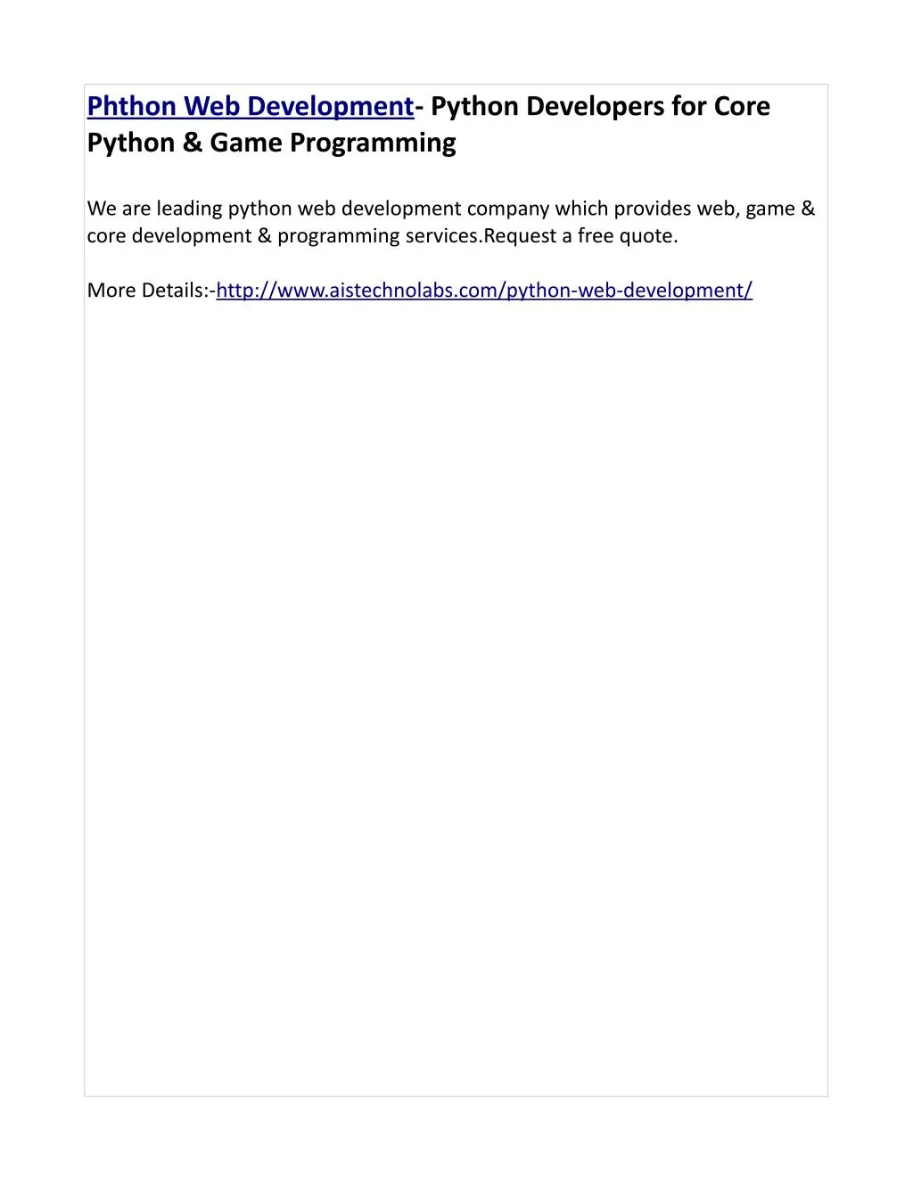 phthon web development python developers for core